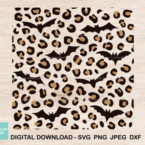 Halloween Leopard Bat Seamless Pattern: Cheetah SVG (Digital Download)