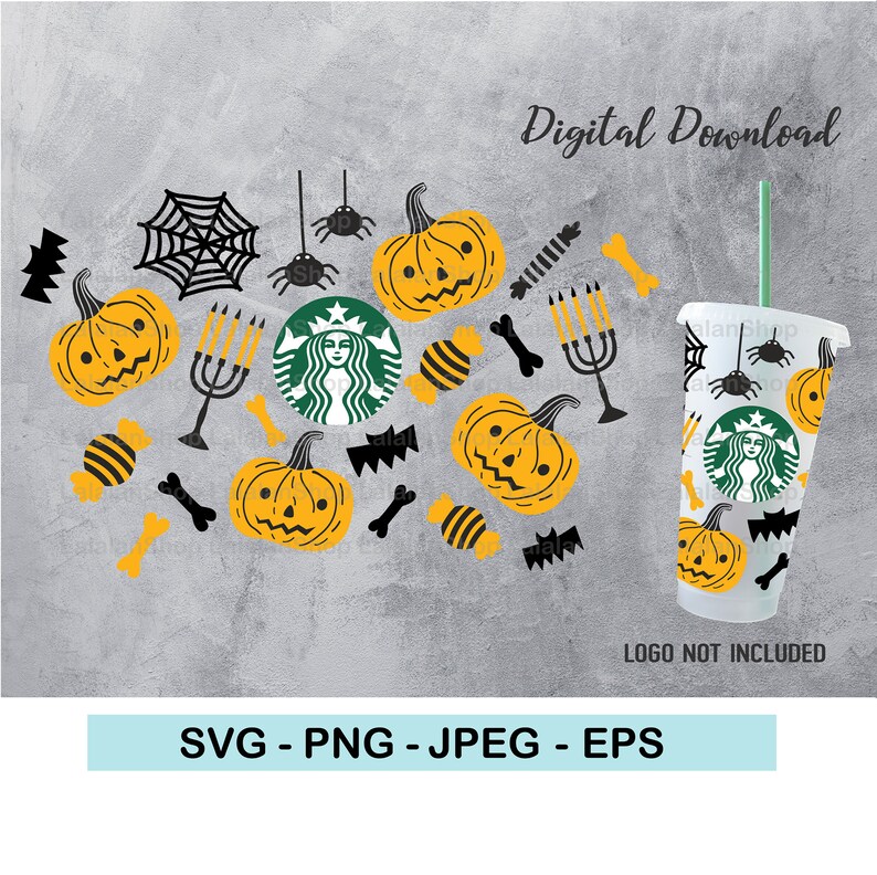 Files for Cricut png Pumpkin Halloween Starbucks Cold Cup SVG Full Wrap for Starbucks Cold cup eps jpeg