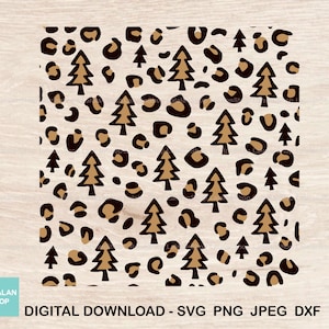 クリスマス ヒョウ柄 svg、シームレスなクリスマスツリー ヒョウ柄 svg、クリスマスツリー チーター柄 svg