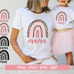 Mama Mini Rainbow svg Cut Files, Mommy and Me svg, Mama and Mini svg, Matching Shirt Svg, Leopard Rainbow svg, Rainbow svg, Mama Rainbow svg