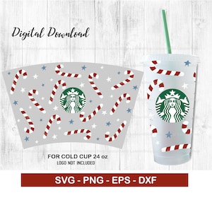 Christmas Candy Cane Starbucks Cold Cup SVG Full Wrap (Digital Download)