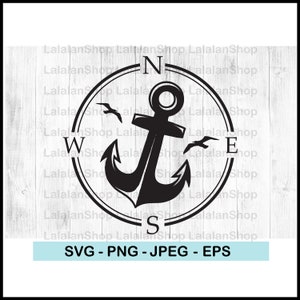 Anchor Compass SVG File: Adventure Outdoor Design (Digital Download)