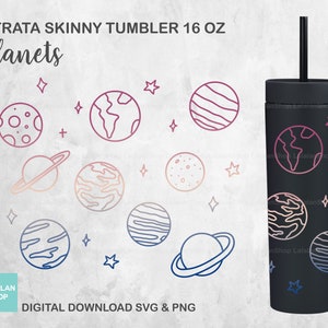 Planets Full Wrap: Galaxy Tumbler Design for 16oz Skinny Tumbler (Digital Download)