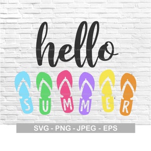 Hello Summer Flip Flops SVG: Summer Holidays Shirt (Digital Download)