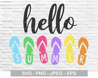 Hello Summer Flip Flops SVG: Summer Holidays Shirt (Digital Download)