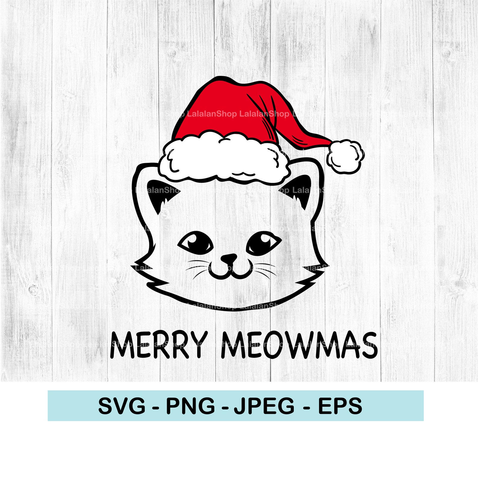 Christmas Cat Svg, Merry Meowmas Svg, Santa Cat Svg, Cat With Santa Hat