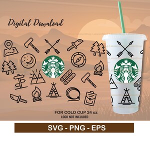 Camping Starbucks Cold Cup SVG: Outdoor Trip Design (Digital Download)