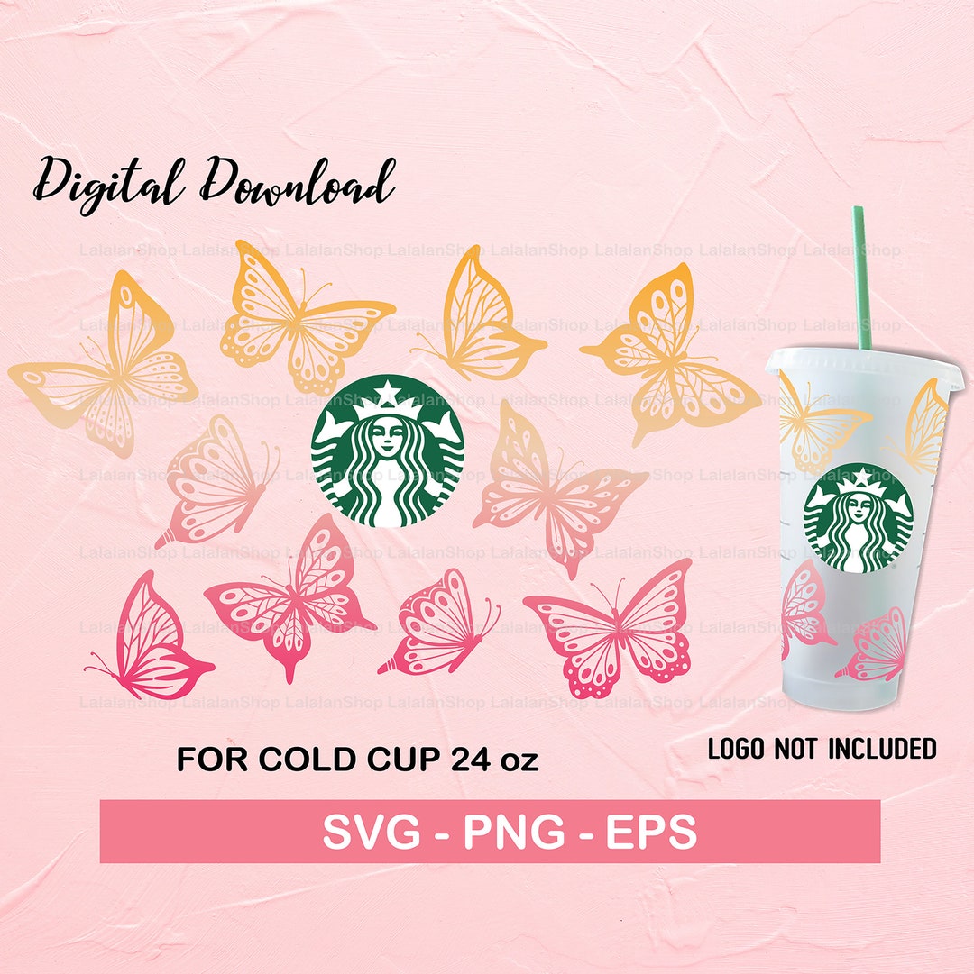 Starbucks Cold Cup Butterfly SVG, Butterflies Full Wrap for Starbucks