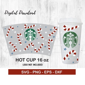 Candy Cane Starbucks Cup SVG: Christmas Full Wrap (Digital Download)