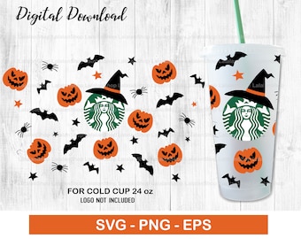 Pumpkin Starbucks Cup SVG: Spooky Halloween 24oz Cold Cup (Digital Download)