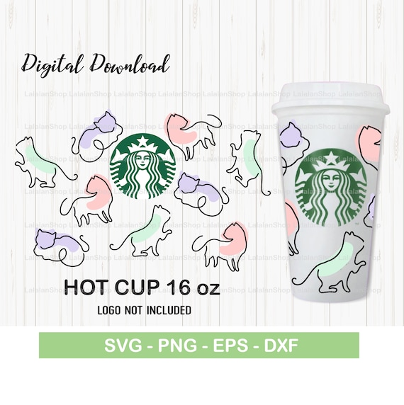 Abstract Cat Line Art Decal: Starbucks 16 Oz Cup (digital Download) - Etsy  Israel