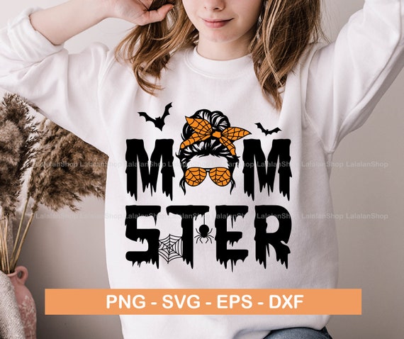 Momster Halloween SVG: Messy Bun Monster Design (Digital Download)