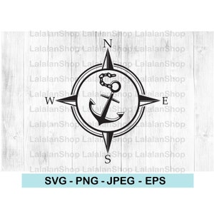 Anchor Compass SVG: Adventure Outdoor Design (Digital Download)