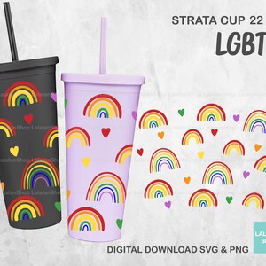 Full Wrap LGBTQ SVG for Strata Cup 22 oz, Pride Awareness Month, Pride svg, Rainbow svg