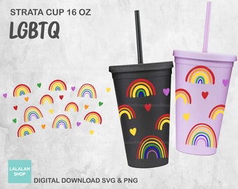 LGBTQ Pride arc-en-ciel SVG : Strata Cup Full Wrap (téléchargement numérique)