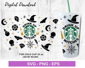 Witchcraft Starbucks Cup SVG: Halloween Vibes Full Wrap (Digital Download)