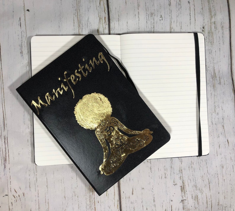 Hardcover Manifestation Journal for black Women , manifesting journal for black women, black girl journal, black vegan leather journal, image 7