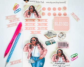 Black girl planner stickers, stickers for black women planners, African American planner sticker, black planner chic, melanin stickers