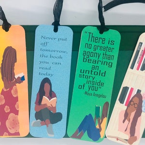 4 bundle African American Bookmark, Black Girl Bookmarks,Black Girl Magic Bookmark, Bookworm bookmark, book lovers bookmark, bookmarker, image 2