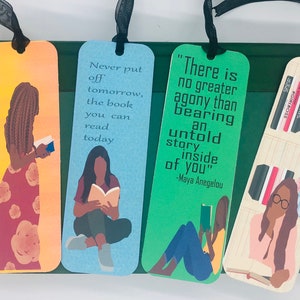 4 bundle African American Bookmark, Black Girl Bookmarks,Black Girl Magic Bookmark, Bookworm bookmark, book lovers bookmark, bookmarker, image 9