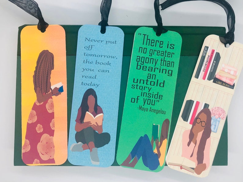 4 bundle African American Bookmark, Black Girl Bookmarks,Black Girl Magic Bookmark, Bookworm bookmark, book lovers bookmark, bookmarker, image 9