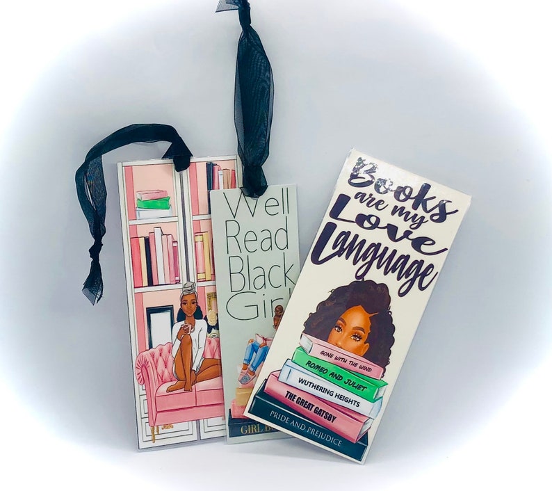 3 bundle African American Bookmark, Black Girl Bookmarks,Black Girl Magic Bookmark, Bookworm bookmark, book lovers bookmark, bookmarker, image 6