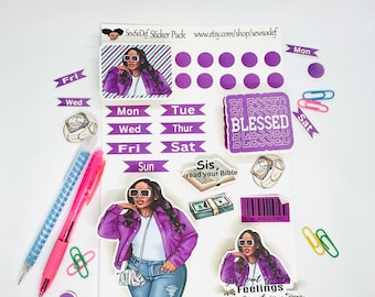 Black girl planner stickers, stickers for black women planners, African American planner sticker, black planner chic, melanin stickers