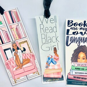 3 bundle African American Bookmark, Black Girl Bookmarks,Black Girl Magic Bookmark, Bookworm bookmark, book lovers bookmark, bookmarker, image 4