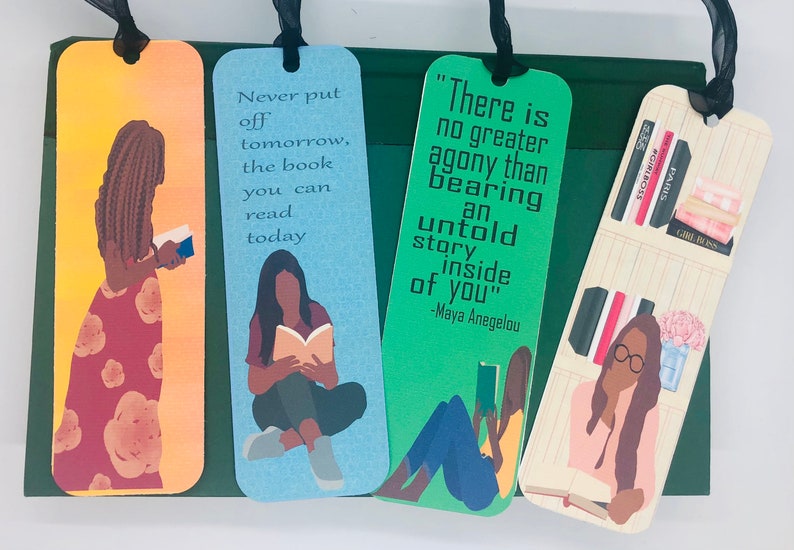 4 bundle African American Bookmark, Black Girl Bookmarks,Black Girl Magic Bookmark, Bookworm bookmark, book lovers bookmark, bookmarker, image 8