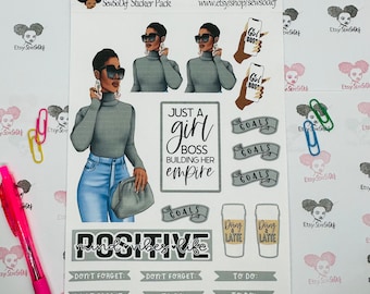 Black girl planner stickers, stickers for black women planners, African American planner sticker, black planner chic, melanin stickers