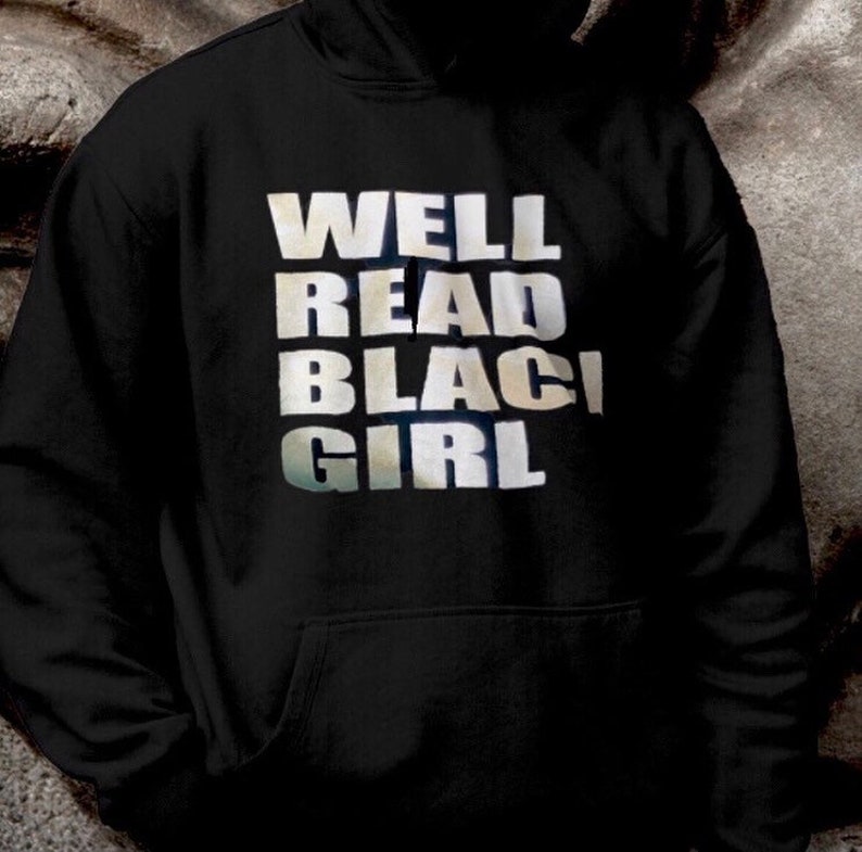 Book lover hooded sweatshirt for black women, gift for readers, womens black pullover, gifts for her, birthday gift ideas, book hoodie image 7