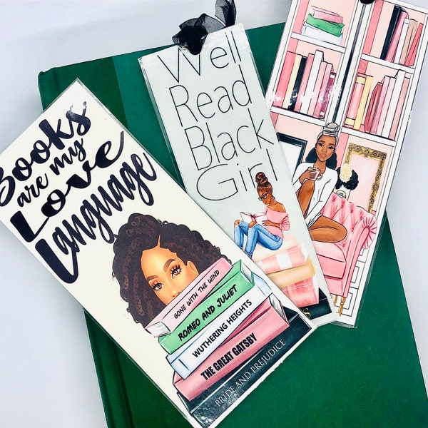 3 bundle African American Bookmark, Black Girl Bookmarks,Black Girl Magic Bookmark, Bookworm bookmark, book lovers bookmark, bookmarker,