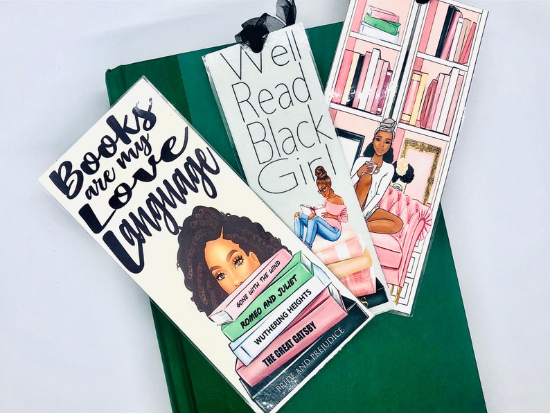 3 bundle African American Bookmark, Black Girl Bookmarks,Black Girl Magic Bookmark, Bookworm bookmark, book lovers bookmark, bookmarker,