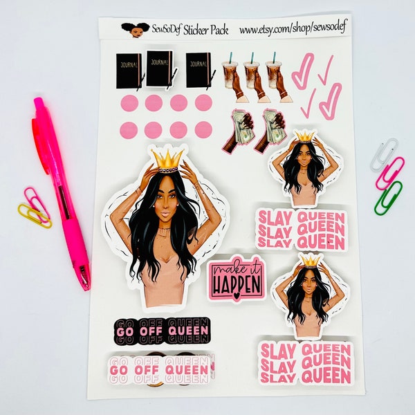 Black girl planner stickers, stickers for black women planners, African American planner sticker, black planner chic, melanin stickers