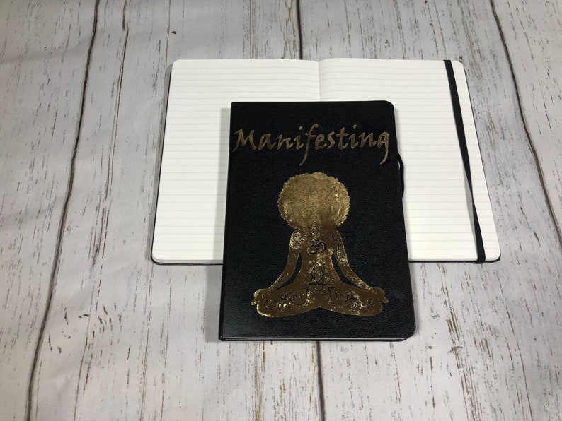 Hardcover Manifestation Journal for black Women , manifesting journal for black women, black girl journal, black vegan leather journal, image 9