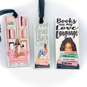 3 bundle African American Bookmark, Black Girl Bookmarks,Black Girl Magic Bookmark, Bookworm bookmark, book lovers bookmark, bookmarker, image 5