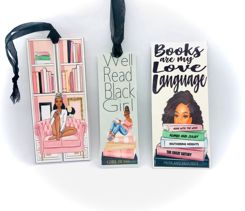 3 bundle African American Bookmark, Black Girl Bookmarks,Black Girl Magic Bookmark, Bookworm bookmark, book lovers bookmark, bookmarker, image 5