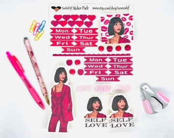 Valentines day Stickers, Black girl planner stickers, stickers for black women planners, African American planner sticker, black planner