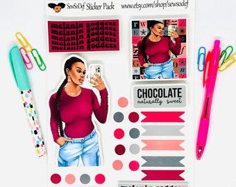 Black girl planner stickers, stickers for black women planners, African American planner sticker, black planner chic, melanin stickers