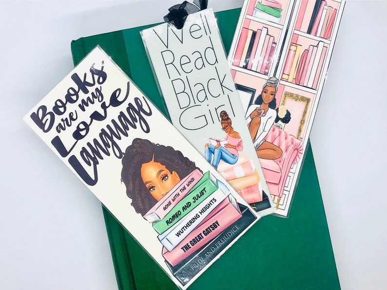 3 bundle African American Bookmark, Black Girl Bookmarks,Black Girl Magic Bookmark, Bookworm bookmark, book lovers bookmark, bookmarker, image 7