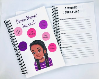 Self-Care Journal For Black girls, black girl Journal, Mental Health Journal, Daily Journal for African American Children, affirmation journ