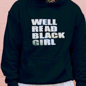 Book lover hooded sweatshirt for black women, gift for readers, womens black pullover, gifts for her, birthday gift ideas, book hoodie image 8