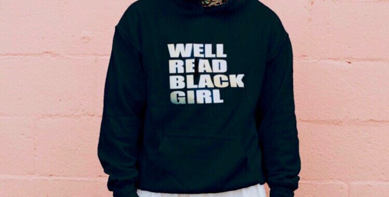 Book lover hooded sweatshirt for black women, gift for readers, womens black pullover, gifts for her, birthday gift ideas, book hoodie image 8