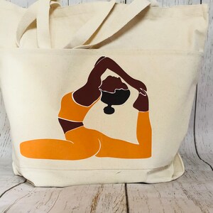 Yoga canvas tote bag for black women, tote bag for African American Women, Melanin inspired canvas bag, Canvas yoga tote for black girls, image 8