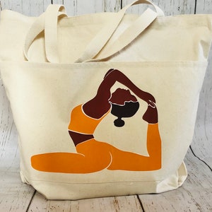Yoga canvas tote bag for black women, tote bag for African American Women, Melanin inspired canvas bag, Canvas yoga tote for black girls, image 7
