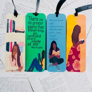 4 bundle African American Bookmark, Black Girl Bookmarks,Black Girl Magic Bookmark, Bookworm bookmark, book lovers bookmark, bookmarker,