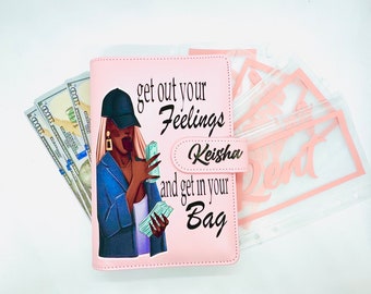 Black girl budget binder, personalized monthly budget planner, cash envelopes, A6 budget wallet, budget book