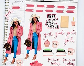 Black girl planner stickers, stickers for black women planners, African American planner sticker, black planner chic, melanin stickers