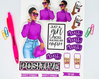 Black girl planner stickers, stickers for black women planners, African American planner sticker, black planner chic, melanin stickers