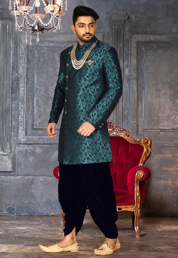 NawabSahabIndia Green Sherwani for Groom Indo Western Sherwani Men Prince Coat Wedding Sherwani Men Groom Sherwani Men Wedding Sherwani Mens Wedding Dress